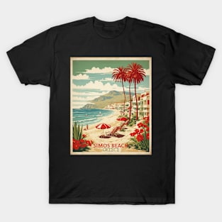 Simos Beach Greece Tourism Vintage Travel Poster T-Shirt